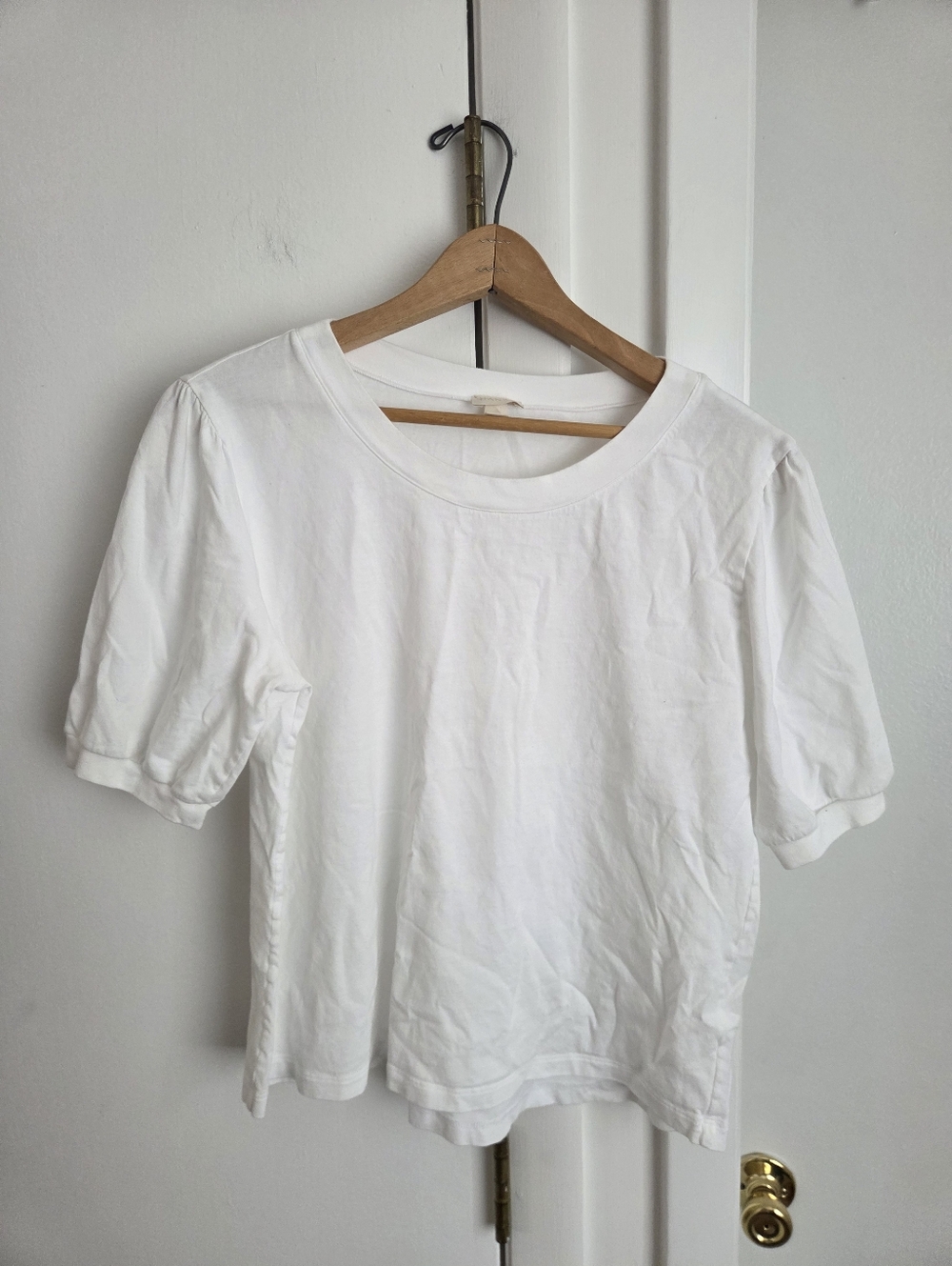 Hanro Puff Sleeve Cotton White Minimalist Short Sleeve T Shirt Size Small